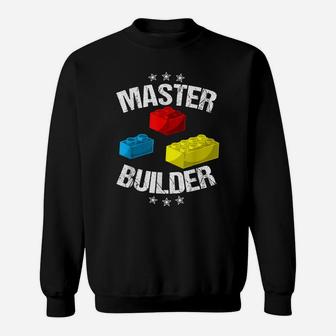 Cool Master Builder Funny Building Blocks Gift Men Women Sweatshirt | Crazezy