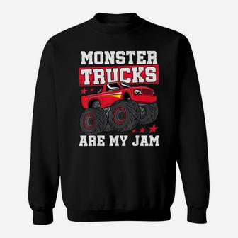 Cool Monster Trucks Are My Jam Kids Boys & Girls Birthday Sweatshirt | Crazezy