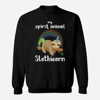 Cool My Spirit Animal Slothicorn | Funny Sloth Unicorn Gift Sweatshirt | Crazezy