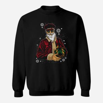 Cool Santa Police Officer Giving Gift On Xmas Sweatshirt - Monsterry