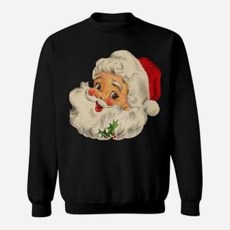 Cool Vintage Christmas Santa Claus Face Sweatshirt Sweatshirt | Crazezy