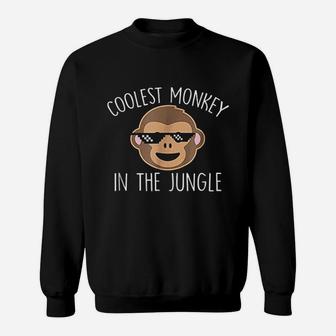 Coolest Monkey in Jungle Kids Funny Deal With It Meme Sweatshirt - Seseable