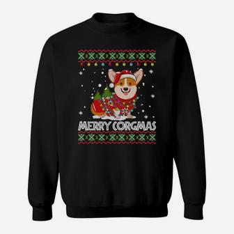 Corgi Dog Merry Corgmas Santa Corgi Ugly Christmas Sweater Sweatshirt | Crazezy