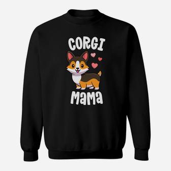 Corgi Mom Shirts For Women Dog Mama Red Tricolor Corgi Sweatshirt | Crazezy