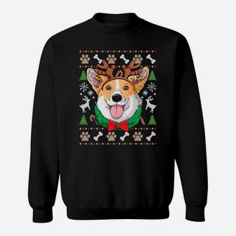 Corgi Ugly Christmas Reindeer Antlers Xmas Girls Kids Dog Sweatshirt Sweatshirt | Crazezy UK