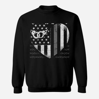 Correctional Officer Girlfriend Wife Heart American Flag Sweatshirt | Crazezy
