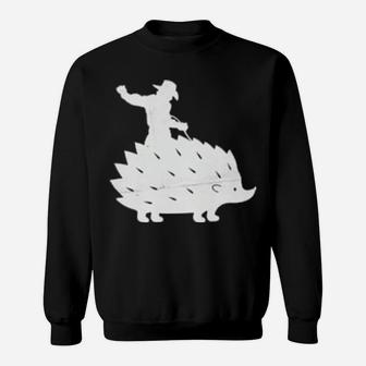Cowboy Riding A Hedgehog Distressed Sweatshirt - Monsterry DE