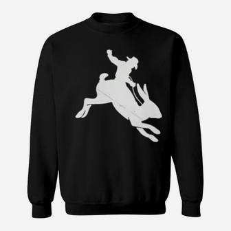 Cowboy Riding A Rabbit Distressed Sweatshirt - Monsterry DE