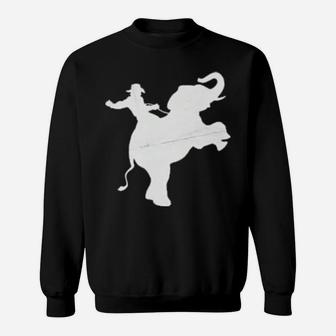 Cowboy Riding An Elephant Distressed Sweatshirt - Monsterry DE