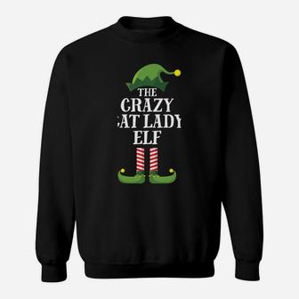Crazy Cat Lady Elf Matching Family Group Christmas Party Pj Sweatshirt | Crazezy