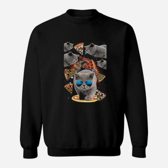 Crazy Space Pizza Cat Funny Sweatshirt | Crazezy