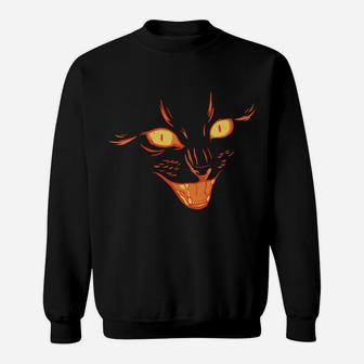 Creepy Cat Face, Vintage Black Cat Lover, Retro Style Cats Sweatshirt | Crazezy
