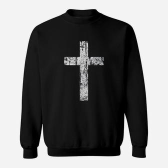 Cross Distressed Style Inspirational Christian Sweatshirt - Thegiftio UK