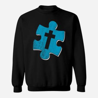 Cross Puzzle Piece - Novelty Faith Sweatshirt | Crazezy