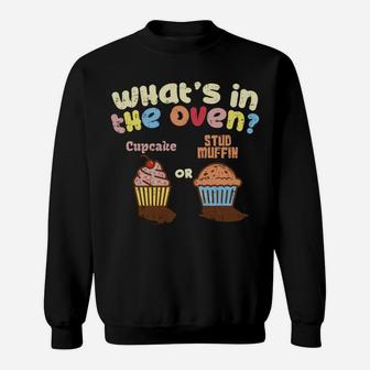 Cupcake Or Stud Muffin Pregnancy Announcement Gender Reveal Sweatshirt | Crazezy