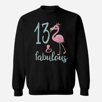 Cute 13th Bday 13 Year Old Girl Flamingo Lover Gift Sweatshirt - Thegiftio UK