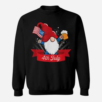 Cute 4Th Of July Gnome With Us Flag And Beer Patriotic Sweatshirt | Crazezy AU