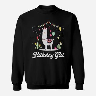 Cute Alpaca Llama Cactus Girls Birthday Party Animal Gift Sweatshirt | Crazezy
