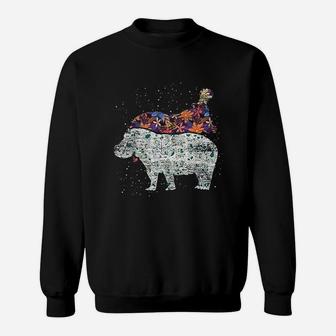 Cute Animal Gift Idea Floral Hippo Sweatshirt | Crazezy