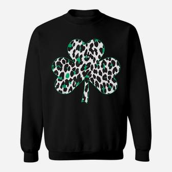 Cute Animal Shamrock Leopard Print St Patricks Day Design Sweatshirt | Crazezy