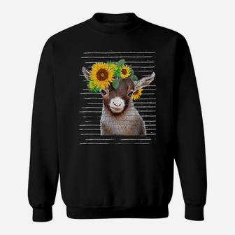 Cute Baby Goat Sunflower Vintage Retro Goat Sun Flower Sweatshirt | Crazezy