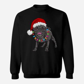 Cute Black Pug Christmas Tree Lights Santa Dog Xmas Funny Sweatshirt | Crazezy