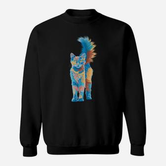 Cute Cat Gift For Kitten Lovers Colorful Art Kitty Adoption Sweatshirt | Crazezy CA