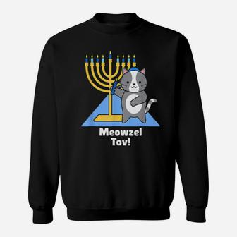 Cute Cat Hanukkah Meowzel Tov Sweatshirt - Monsterry