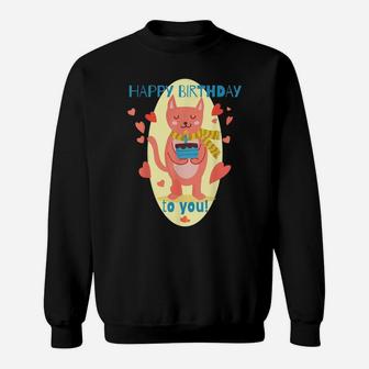 Cute Cat Happy Bday Kawaii Design Gift Shirt Sweatshirt | Crazezy AU