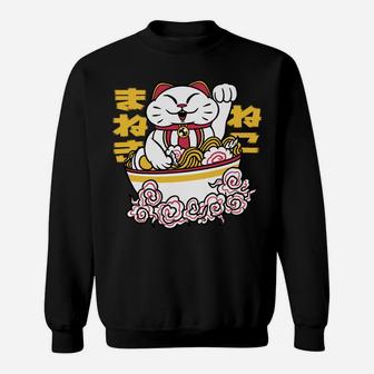 Cute Cat Kitten Inside Bowl Of Japanese Ramen Noodle Anime Sweatshirt | Crazezy UK
