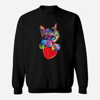 Cute Cat Lovers Colorful Art Sweatshirt | Crazezy AU