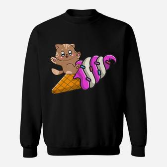 Cute Cat On Ice Cream Cone, Cat Lovers, Summer Vacation Sweatshirt | Crazezy