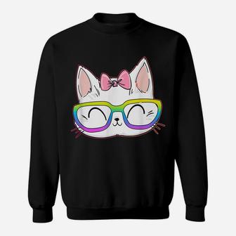 Cute Cat With Glasses Sweatshirt | Crazezy UK