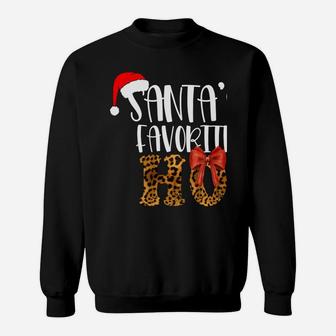 Cute Cheetah Santa's Favorite Ho Christmas T Shirts Women Sweatshirt | Crazezy