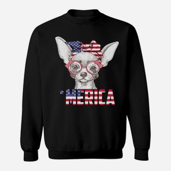 Cute Chihuahua Merica Patriotic Dog Lover 4Th Of July Sweatshirt - Monsterry