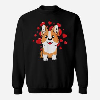 Cute Corgi Dog Valentines Day Love Heart Gift Sweatshirt | Crazezy