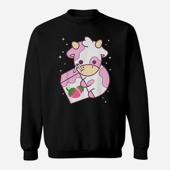 Cute Cow Strawberry Milk Kawaii Gift Sweatshirt | Crazezy CA