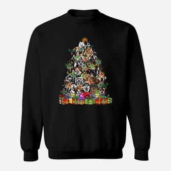 Cute Dog Christmas Tree Fairy Lights Xmas Pet Puppy Dad Mom Sweatshirt Sweatshirt | Crazezy DE