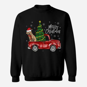 Cute Doodle Dog Truck Merry Christmas Dog Lover Xmas Sweatshirt Sweatshirt | Crazezy