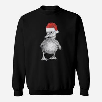 Cute Duckling Wearing Christmas Santa Hat Sweatshirt | Crazezy AU