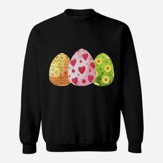 Cute Eggs Easter Day Family Matching Pajama Egg Hunting Sweatshirt | Crazezy
