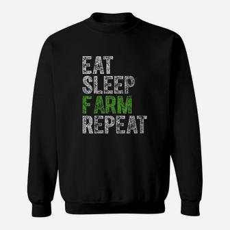 Cute Farmer Farming Funny Gift Eat Sleep Farm Repeat Sweatshirt | Crazezy DE