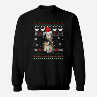 Cute Ferret Ugly Sweater Christmas Light Pajama Gift Sweatshirt Sweatshirt | Crazezy UK