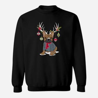 Cute French Bulldog Frenchie Christmas Reindeer Sweatshirt Sweatshirt | Crazezy DE
