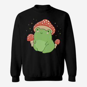Cute Frog Mushroom Hat - Cottagecore Aesthetic Sweatshirt | Crazezy