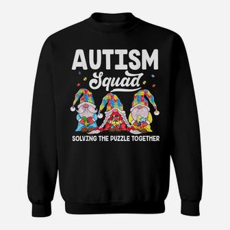 Cute Gnomes Holding Puzzle & Ribbon Support Autism Awareness Sweatshirt | Crazezy