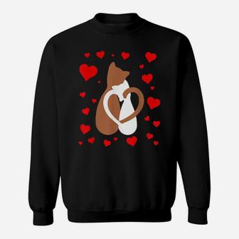 Cute Heart Love Cat Valentines Two Cats Sweatshirt - Monsterry DE