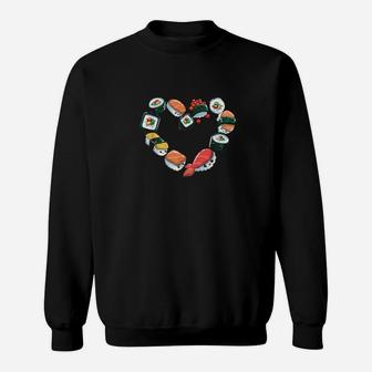 Cute Kawaii Sushi Heart Valentines Day Sweatshirt - Monsterry