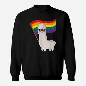Cute Llama Rainbow Flag Lgbtqia Gay Pride Sweatshirt - Monsterry