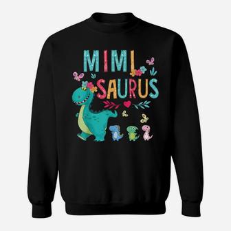 Cute Mimisaurus Flower Butterfly Dinosaur Mother's Day Sweatshirt | Crazezy